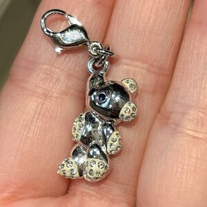 Swarovski Hanging Teddy Bear Charm/Pendant 1-1.5in Silver Color